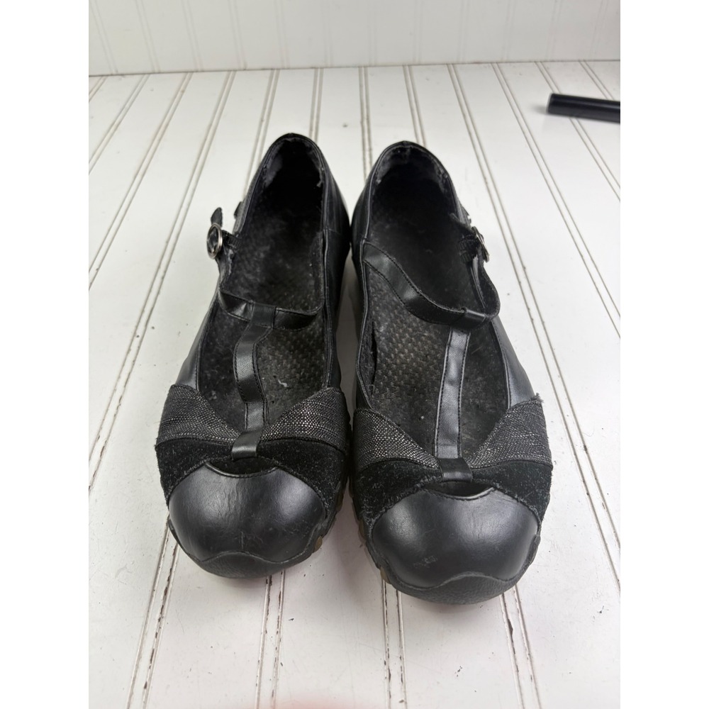 Skechers Bikers Black Leather T-Strap Mary Jane Flats Women's Size 9-9.5 - Picture 2 of 9